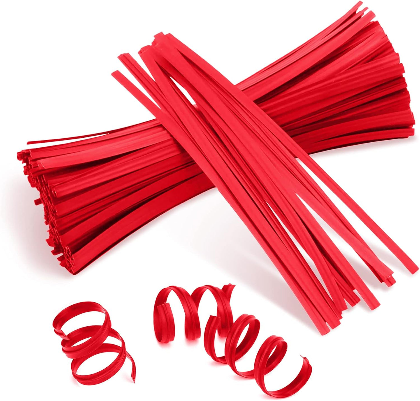 APQ Red Metallic Twist Ties for Bags, 8 inches. 2000 Pack Plastic-Coated Bread Twist Ties for Treat Bags. Reusable Bread Ties. Light Metallic Twist Tie. Heavy-Duty Twisty Ties for Bags