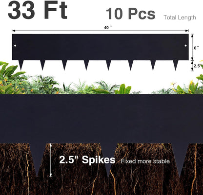 10-Pack Galvanized Steel Landscape Lawn Edging - 8.5 inch Height Black Powder Coated Bendable Metal Strips - Hammer-in Edge Border - Yard Pathway Divider 40 inch Each(33Ft Total), #LYLB85BK-US