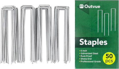 6 Inch 25 Pack Landscape Staples,11 Gauge Plant Stakes,Hot-dip Galvanized Tent Stake & Garden Stakes for Plants, Staple Landscaping Fabric SOD Pins for Decoration Weed Barrier Fabric