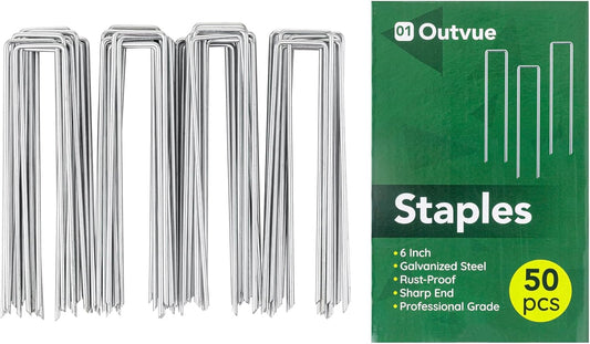 6 Inch 25 Pack Landscape Staples,11 Gauge Plant Stakes,Hot-dip Galvanized Tent Stake & Garden Stakes for Plants, Staple Landscaping Fabric SOD Pins for Decoration Weed Barrier Fabric
