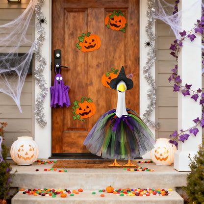 Halloween Witch Porch Goose Outfits Tutu Dress Costume Clothes, for 23" 17" Outdoor Patio Yard Lawn Decor