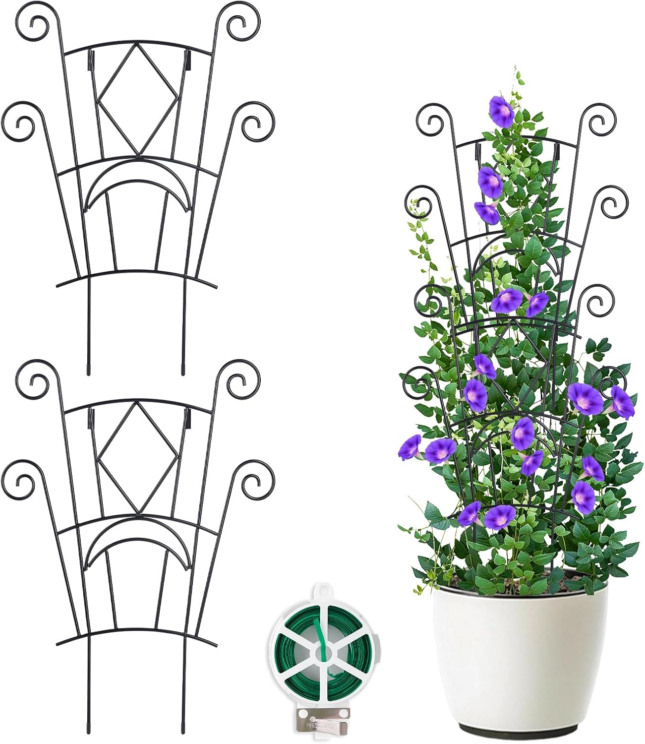 Stackable Plant Support Stakes, 2 Pack Metal Twig Plants Trellis for Indoor and Outdoor Use, Garden Accessories for House Potted Flower Monstera Trumpets 15.35 inch