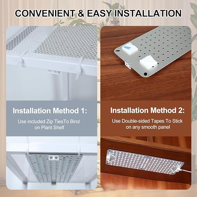 8Pack Flat Panel Grow Lights for Indoor Plants, Seed Starting, Vegetables with 4/8/12 Hr Timer, 80W Full Spectrum LED Plant Growing Lamps for Cabinet/Shelves/Greenhouse, Plug-and-Play, Connect Freely