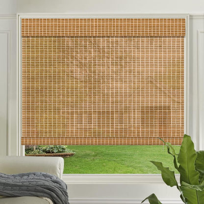 LETAU Cordless Wood Window Roller Shades, Bamboo Light Filtering Window Blinds for Indoor Home, Office, Kitchen, Pattern 6
