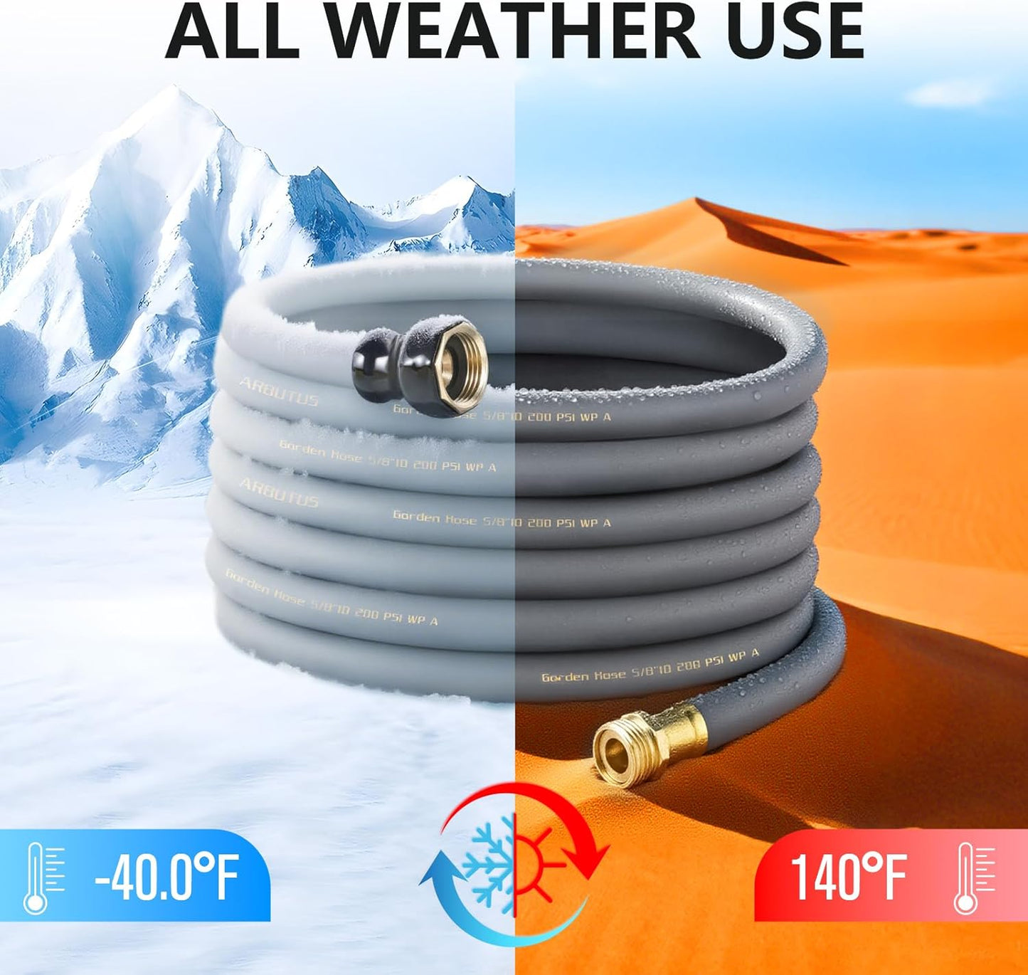 Garden Hose 5/8" x 25ft - No-Kink Flexible Water Hose 600 PSI Burst Pressure, Lightweight & Durable for Yard, Car Wash, Pets Gray