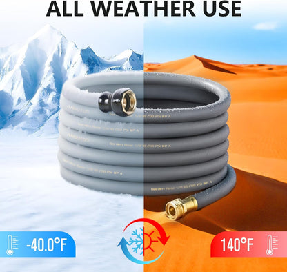 Garden Hose 5/8" x 100ft - No-Kink Flexible Water Hose 600 PSI Burst Pressure, Lightweight & Durable for Yard, Car Wash, Pets Gray