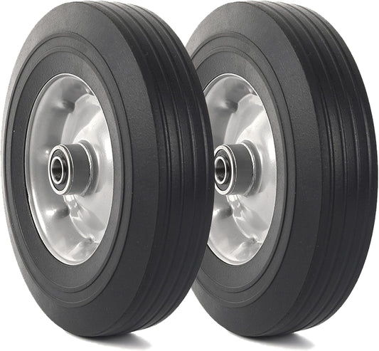 AR-PRO (2-Pack) 10" x 2.5" Flat Free Solid Rubber Replacement Tires - Flat-Free Tire and Wheel for