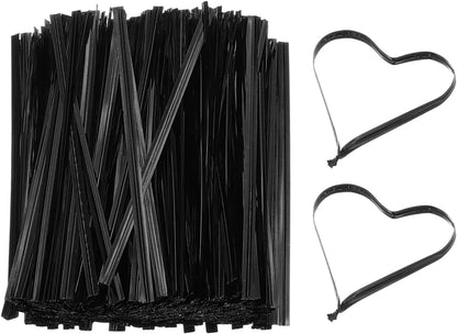 PATIKIL Bag Twist Ties 4 Inch, 800 Pcs Metallic Bread Ties for Treat Plastic Bags Gift Wrapping Candy Coffee Bag Plant Party Cake Favor, Black