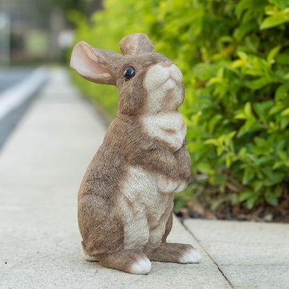Vivid Rabbit Sculpture - Realistic Fine Resin Sculpture, Suitable for Outdoor Courtyards and Courtyards Natural Themed Garden Decorations, Easter Spring Home Decor 9.5inch