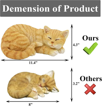 Garden Decor Cat Statue Outdoor Statue, Cat Figurines Garden Statues & Sculpture Decoration, Sleeping Cat Statue Decor for Patio, Porch and Lawn, Cat Gifts for Cat Lover and Women, Cat Memorial Stone