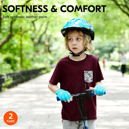 Vgo... 2-Pairs Age 4-5 Kids Gardening Gloves,Children Yard Work Gloves,Soft Safety Outdoor Playing Gloves (Size S,Blue&Purple Rabbit, KID-SL7362)