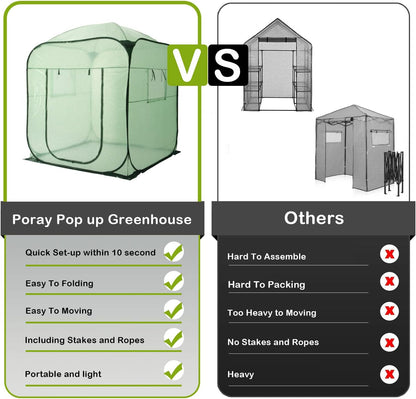 Porayhut Pop Up Greenhouse Tent,Portable X-Large Walk-in Flower House ,Indoor Outdoor Gardening Plant Sunshine Room with PE Mesh Cloth Cover for Protecting Plant from Cold Frost & Birds