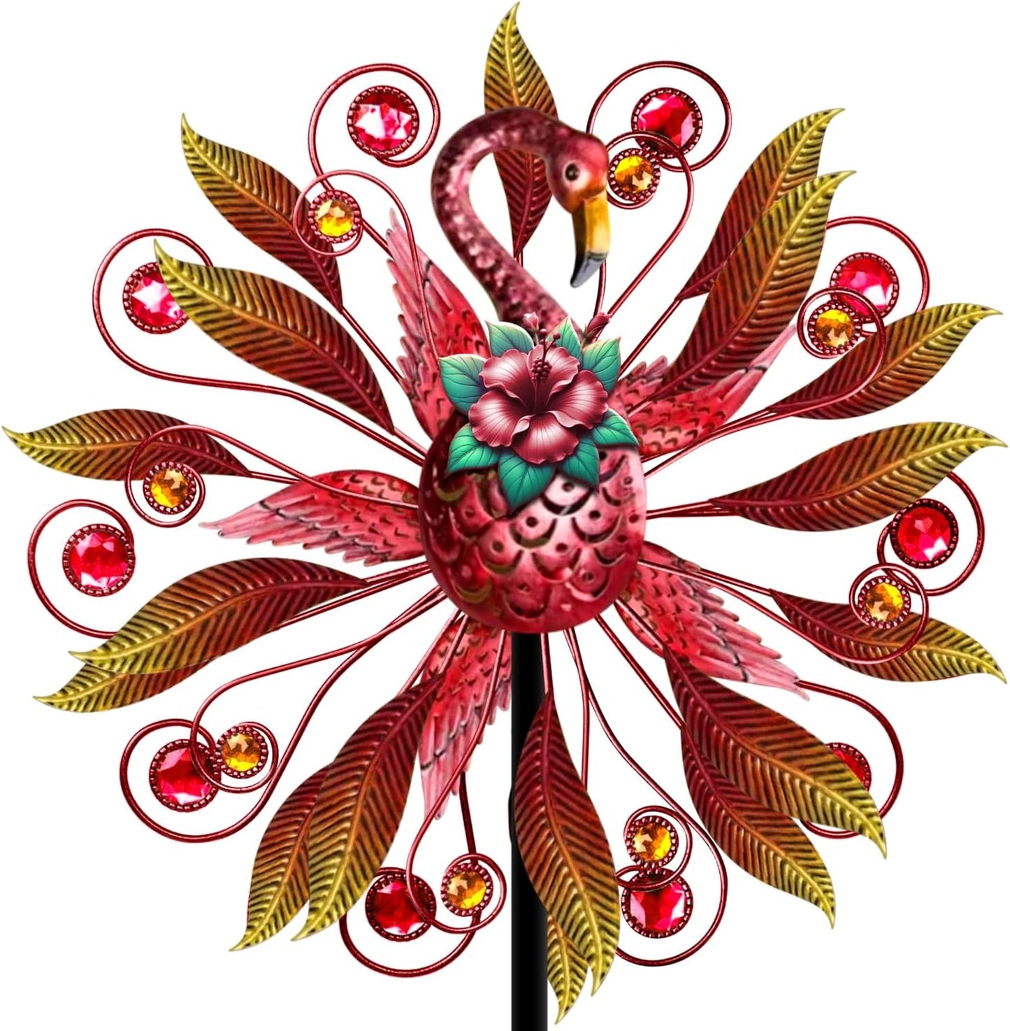 Flamingo Wind Spinner for Garden, Double Wind Sculpture Flamingo Wind Spinner for Garden Patio Yard Decor
