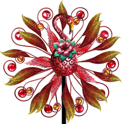 Flamingo Wind Spinner for Garden, Double Wind Sculpture Flamingo Wind Spinner for Garden Patio Yard Decor