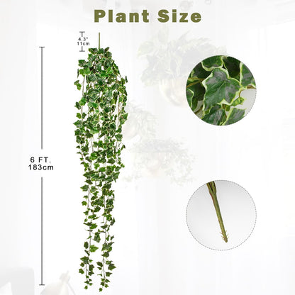 Hollyone Artificial Hanging Plants 6FT Fake Ivy Vine Faux Ivy Leaves Hanging Plant Greenery for Wall House Room Patio Indoor Outdoor Home Shelf Office Wedding Decor