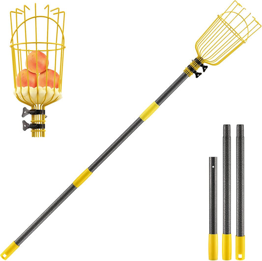INFLATION Fruit Picker Tool,Apple Picker Pole with Basket,5.5 FT Adjustable Fruit Picker Pole with Basket Telescoping,Sturdy Basket with Foam Pad for Picking Avocado Acorn Lemon Pear Mango……