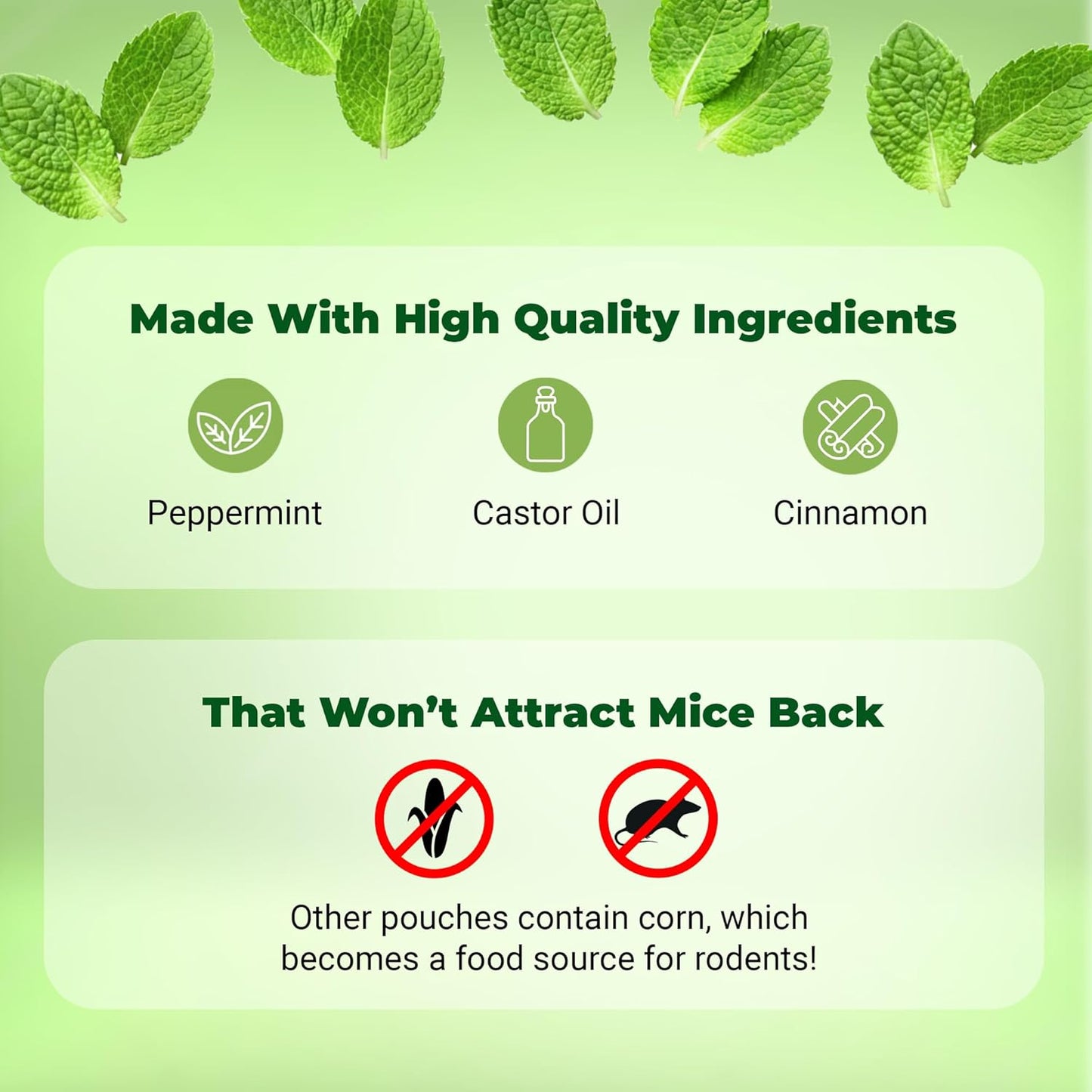 Mighty Mint Mouse Repellent Pouches – Peppermint, Castor Oil & Cinnamon Formula – Natural Indoor Deterrent for Mice and Rodents – Plant-Based, Long-Lasting Protection – 12 Count (Pack of 2)