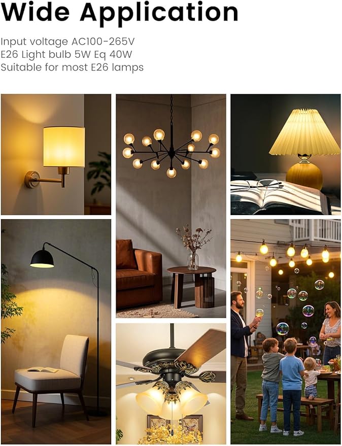 G45 LED Light Bulbs with E26 Base | 2700K Warm Soft White, Full Spectrum | 5W Eq 40W Appliance Bulbs for Refrigerator, Table Lamps, Home, Plants, Freezers & Chandelier (2 Warm White Bulbs)