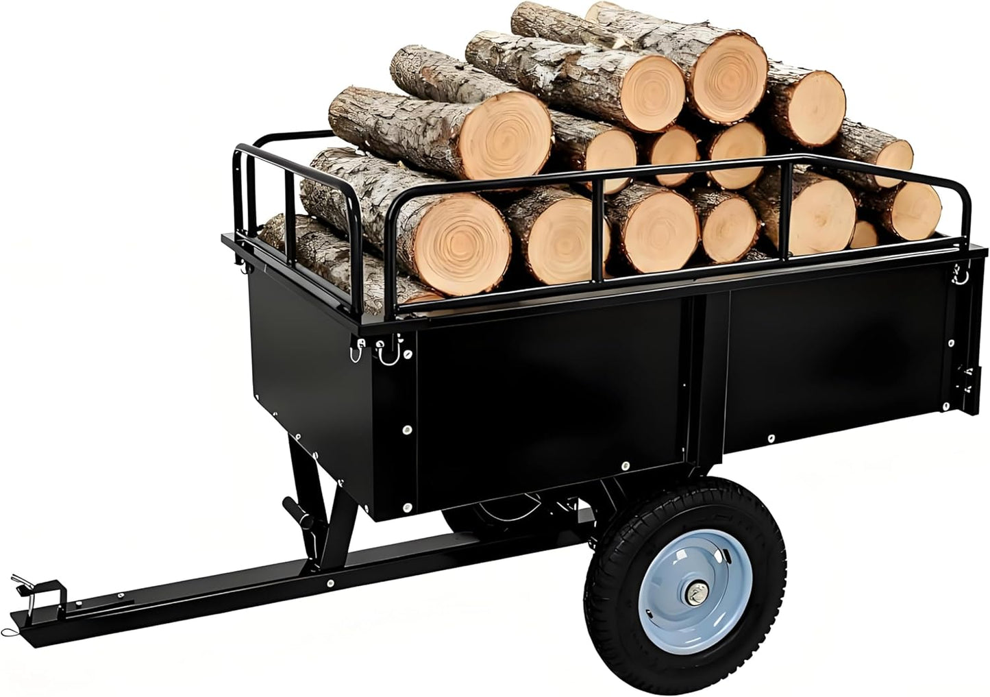 GarveeLife Utility Trailer, ATV Steel Garden Trailer, 750 Lbs 15 Cu.Ft. with Removable Sides, Pneumatic Tires and Quick Dump Pull Back, Heavy Duty Lawn Mower Trailers for Lawn Mowers, Tractors, Farm