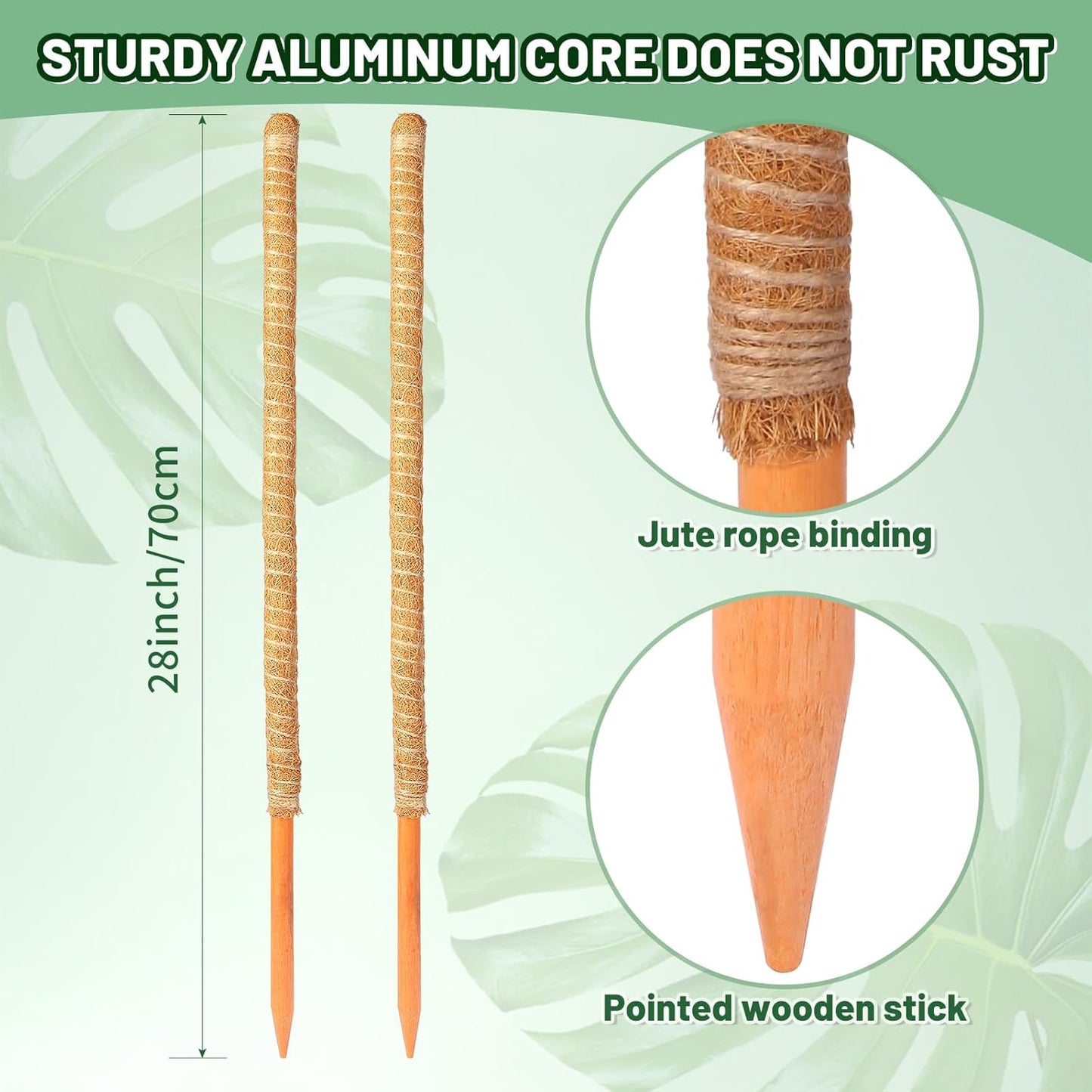 4 Pack Moss Pole, 28 Inch Bendable Moss Pole for Plants Monstera, Monstera Plant Support, Garden Trellis Plant Stick Stakes for Indoor Potted Plants Pothos