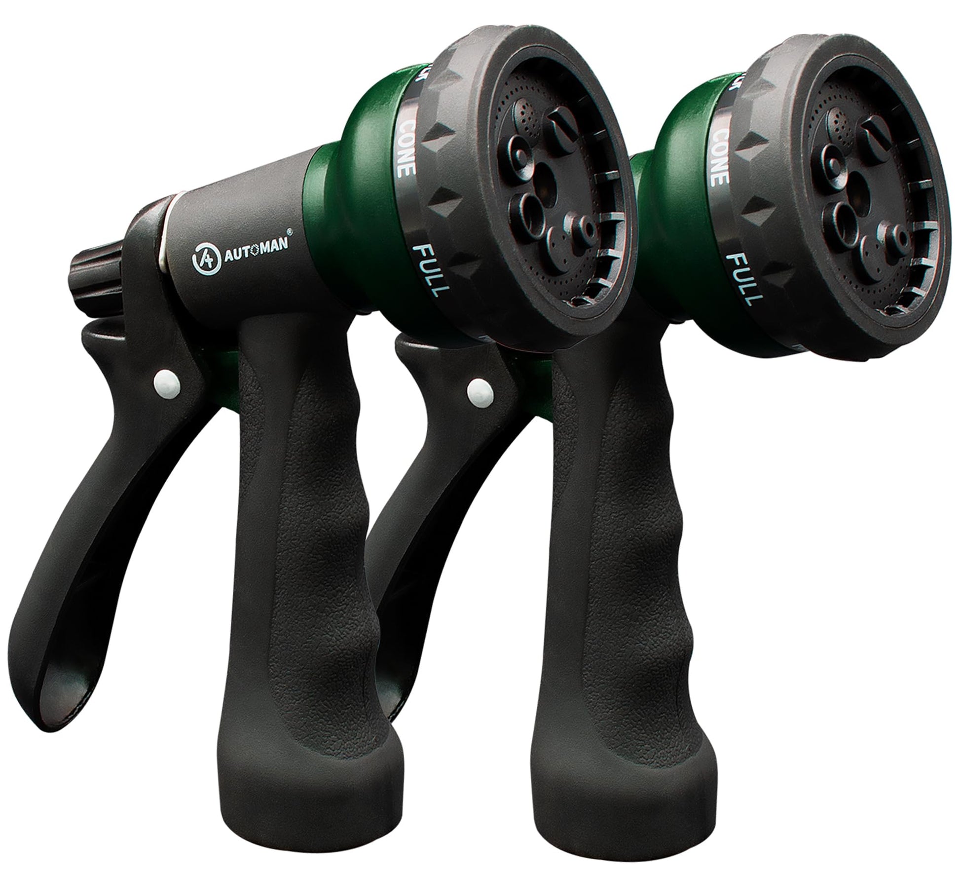 AUTOMAN Garden Hose Nozzle 2PK, ABS Water Spray Nozzle with 7 Adjustable Patterns, Slip Resistant