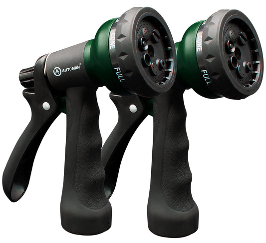 AUTOMAN Garden Hose Nozzle 2PK, ABS Water Spray Nozzle with 7 Adjustable Patterns, Slip Resistant