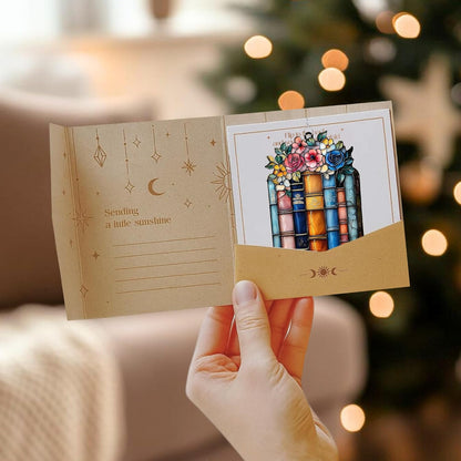 Floral Books Acrylic Suncatcher Stained Glass Effect Window Car Hanging Christmas Ornament Indoor Outdoor Decor Garden Bookish Sun Catcher Gifts for Bookworm Lover for Women Mom Grandma