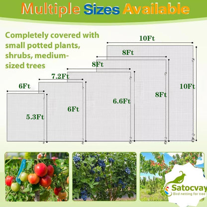 Fruit Tree Netting with Drawstring & Zipper, Bird Netting for Blueberry Bushes (3, 8x8FT)