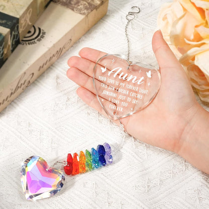 Aunt Gifts for Women, Birthday Gift for Aunt from Niece Nephew, Unique Auntie Crystal Suncatcher Garden Decor, Retirement, Christmas, Thanksgiving Gifts