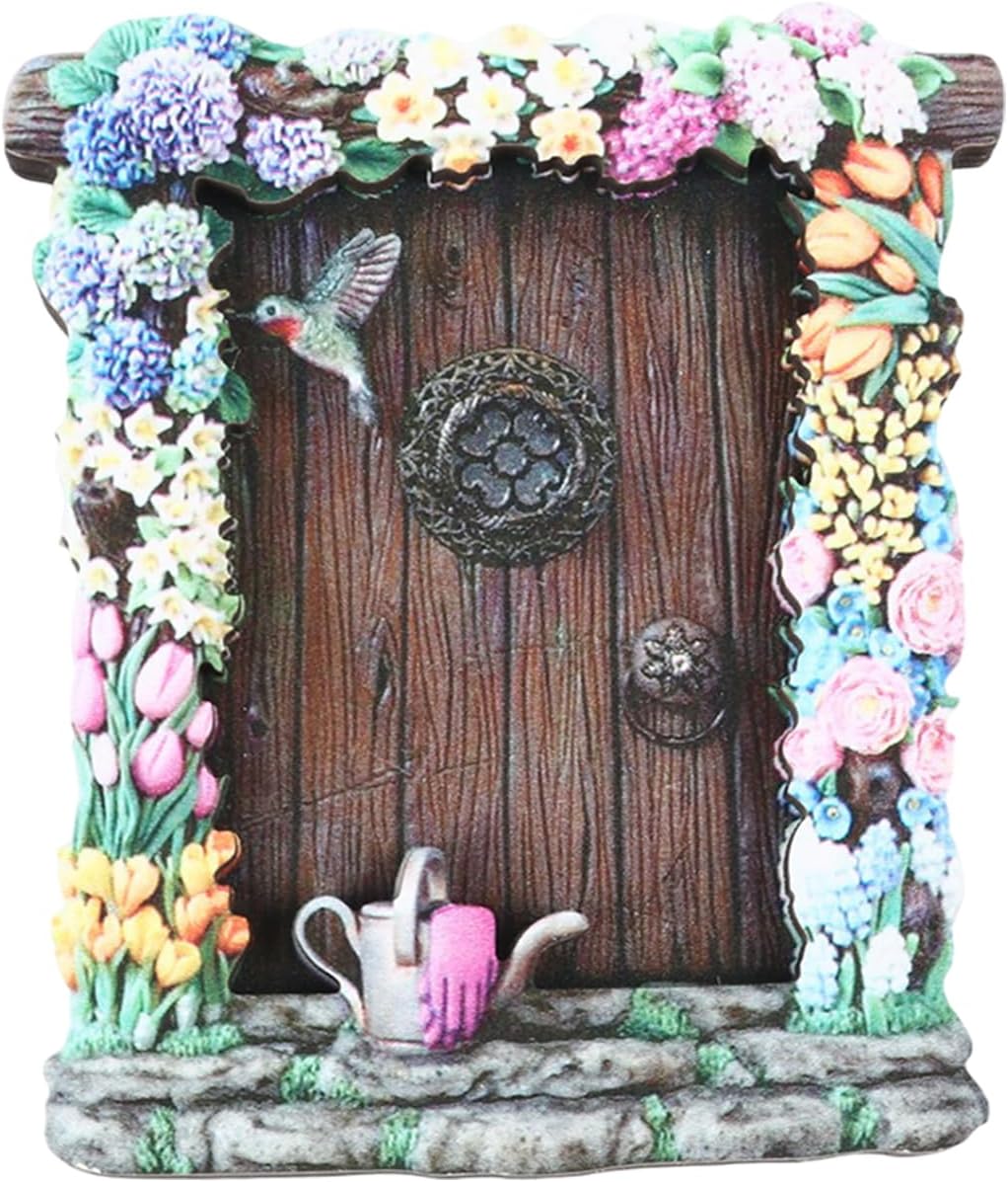 Miniature Fairy Door, Wooden Gnome Door for Trees Wall, Fairy Garden Outdoor Decor Accessories