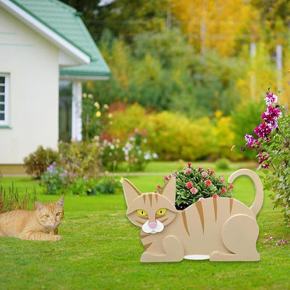 Yellow Cat Planter Plant Pots,Cute Garden Cat Flower Planter,Cat Planters Birthday Gifts for Women,Office,Indoor/Outdoor Decor（12.5 * 5.6 * 7.8in）
