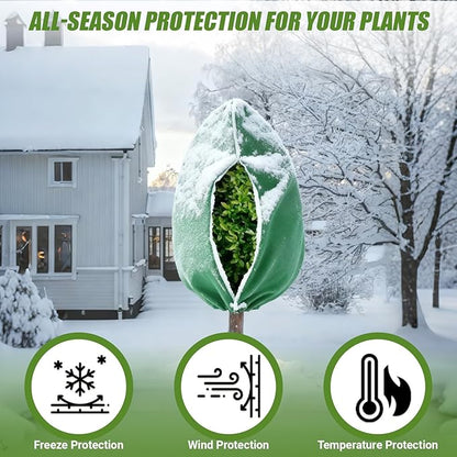 5Pcs Plant Frost Protection Covers 23.6x31.5 Inches – Reusable Breathable Freeze Blankets with Drawstring, Waterproof Non-Woven Fabric Frost Cloth for Winter Plant, Shrub, Tree, and Garden Protection