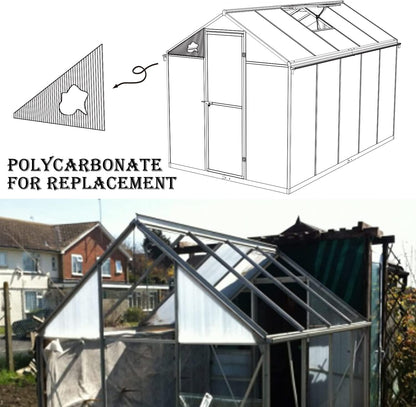 BPS 6Pcs 24"(W) x72(L)×0.16" Polycarbonate Panels, Waterproof UV Protected Reinforced Sheets, Outdoor Garden and Greenhouse Covering, Twin-Wall Clear Sheets