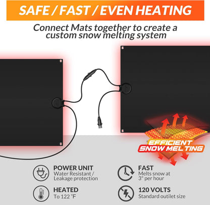 Walensee Snow Melting Mats for Entrances, 30" x 48" Graphene Heated Outdoor Doormats with Plug, No-Slip Rubber Snow Heating Mats, 3 in/h Speed, Ice Melts Pads for Winter Roofs, Backyards Snow Removal
