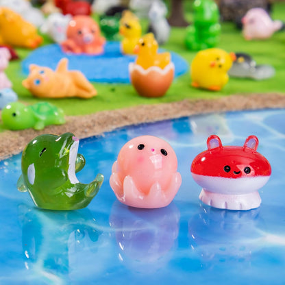 72pcs Mini Resin Animals 72 Styles Variety Tiny Animals Figures Miniature Little Small Animal Figurines Bulk for Micro Fairy Garden Landscape Accessories Hide Crafts Decor Aquarium