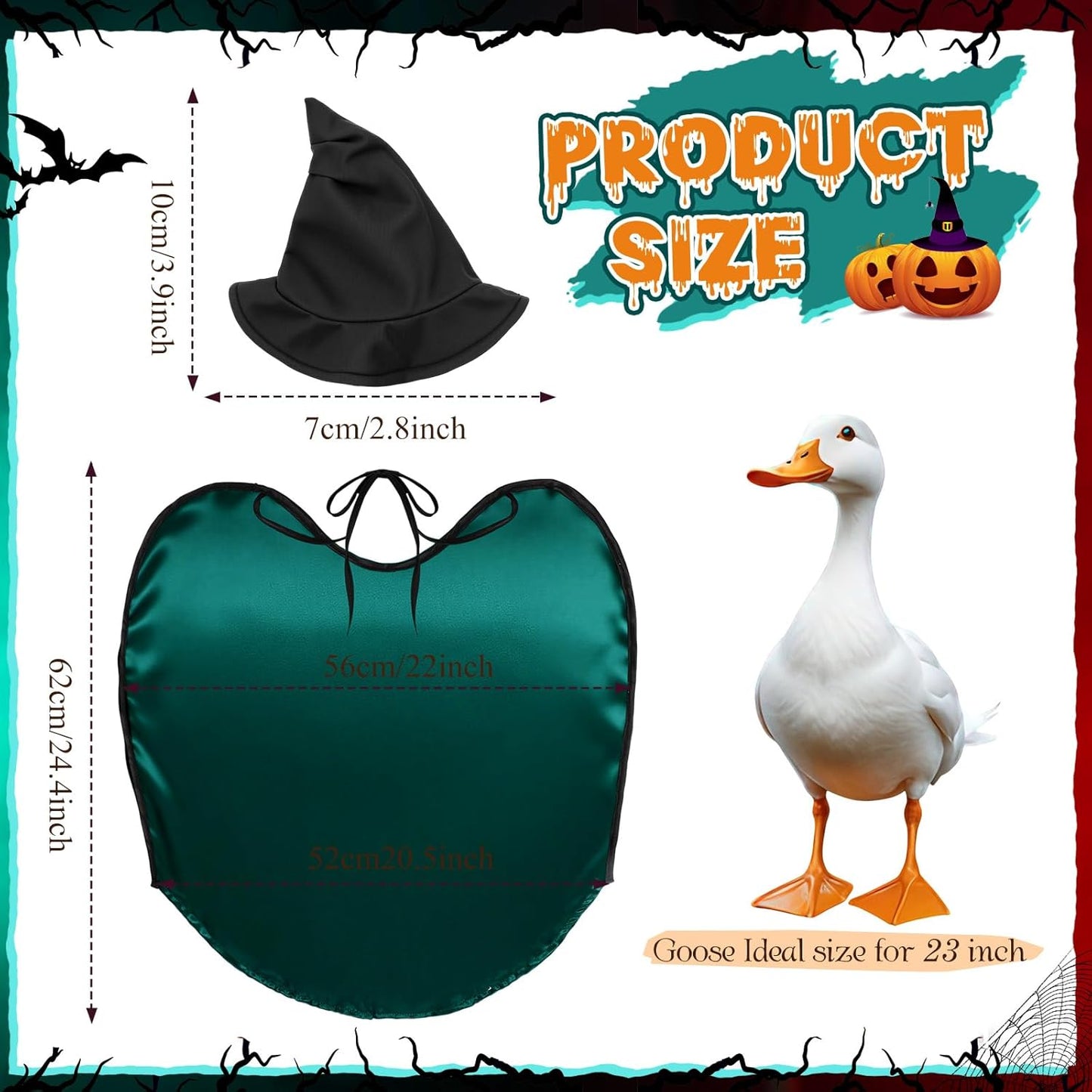 Vinsot Halloween Outdoor Porch Geese Outfit, 23" Patio Yard Porch Desk Goose Coat, Lawn Goose Accessories(Blackish Green, Velvet,Velvet)