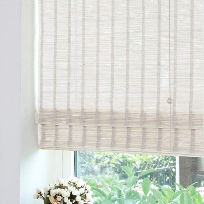 LETAU Wood Window Roman Shades, Bamboo Light Filtering Window Blinds for Indoor Home, Office, Kitchen, Pattern 2