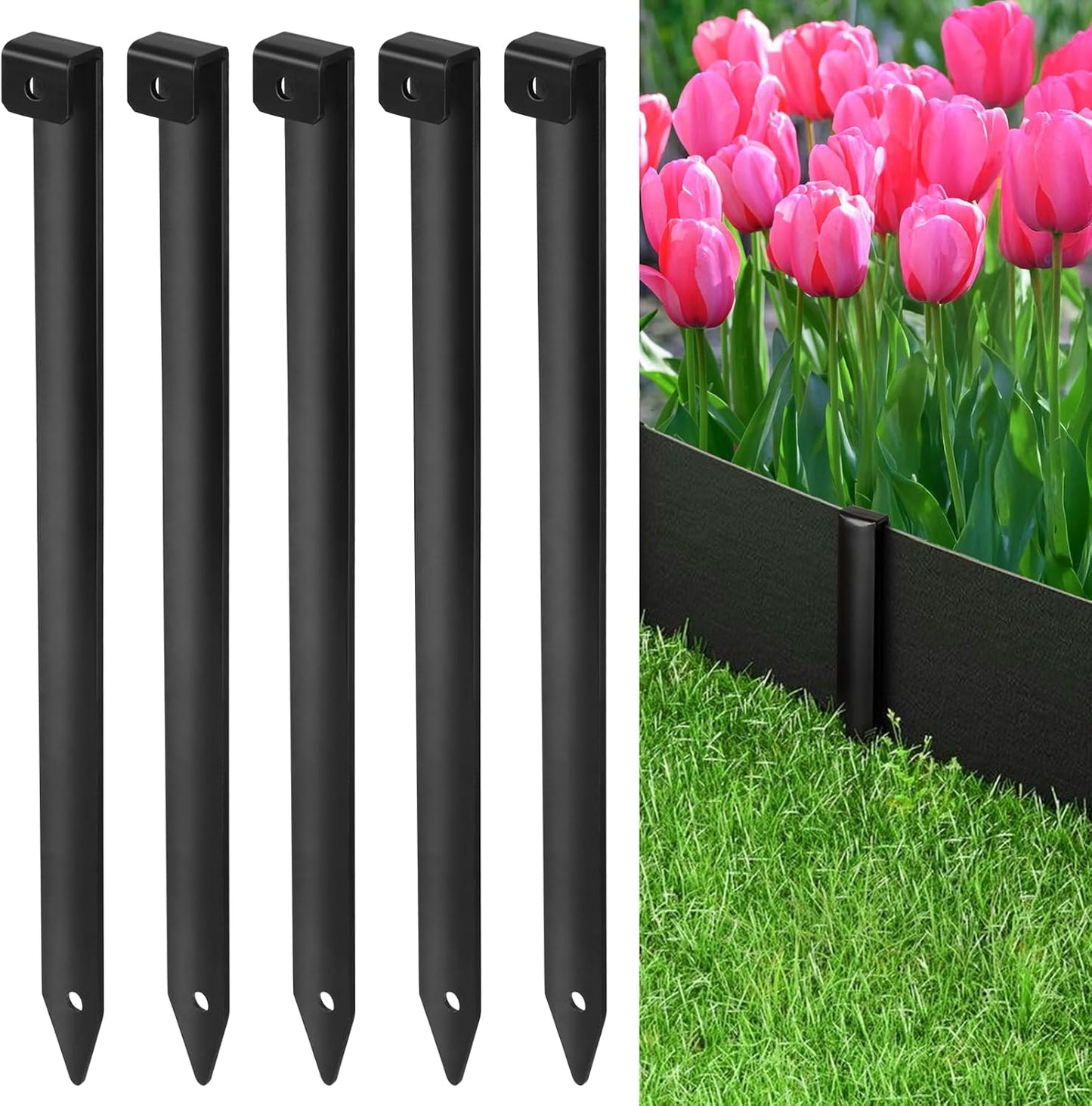 Landscape Edging Metal Stakes - 40 Pcs, 10 Inch Garden Landscape Stakes, High Carbon Steel Landscape Anchoring Stakes for Flowerbed Edging, Outdoor Tent and Landscape Edging Coil
