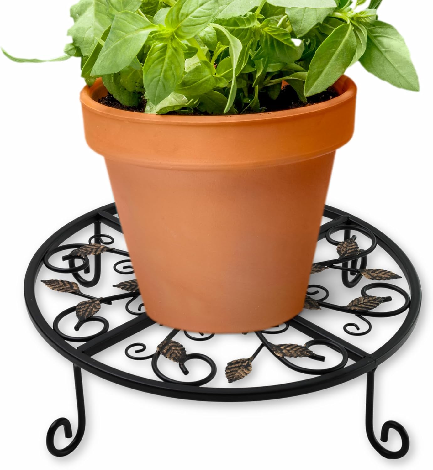 Metal Plant Stand – 2-Pcs Set 12-inch Outdoor and Indoor Plant Stand – Modern Plant Holder for Indoor and Outdoor Plants – 3-Inch Tall Planter Stand for Garden, Patio, Living Room, Balcony