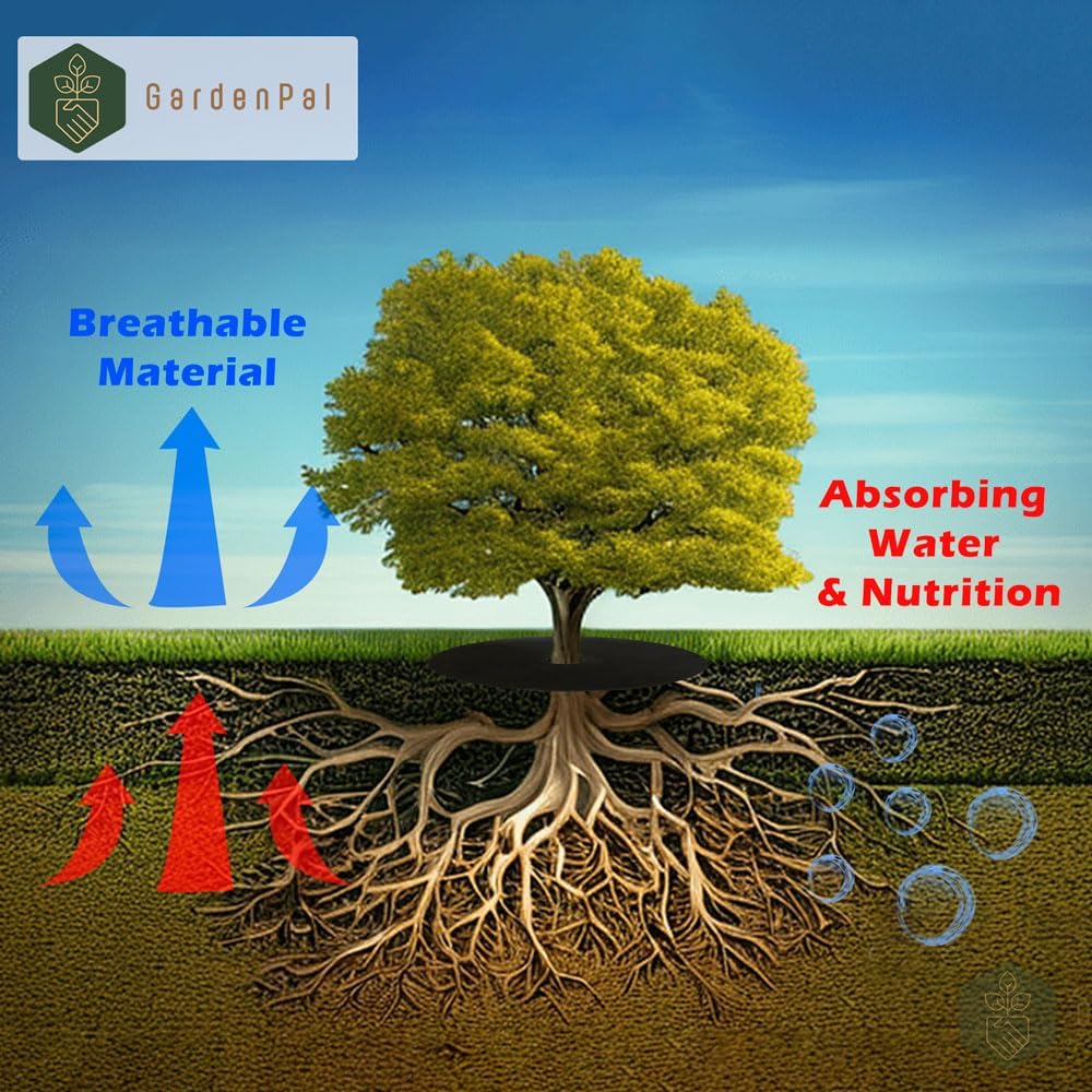 GardenPal 10-Pack 24.4inch Non-Woven Tree Ring, Weed Barrier Fabric, Degradable & Reusable Tree Mulch Ring for Landscaping Weed Control Root Protection, Tree Protector Mat, Reusable Tree Weed Barrier