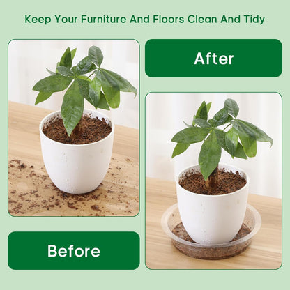 JERIA 8 Inch 20 Pack Clear Plant Saucers,Plastic Flower Pot Trays,Round Durable Plant Drip Trays for Indoor and Outdoor