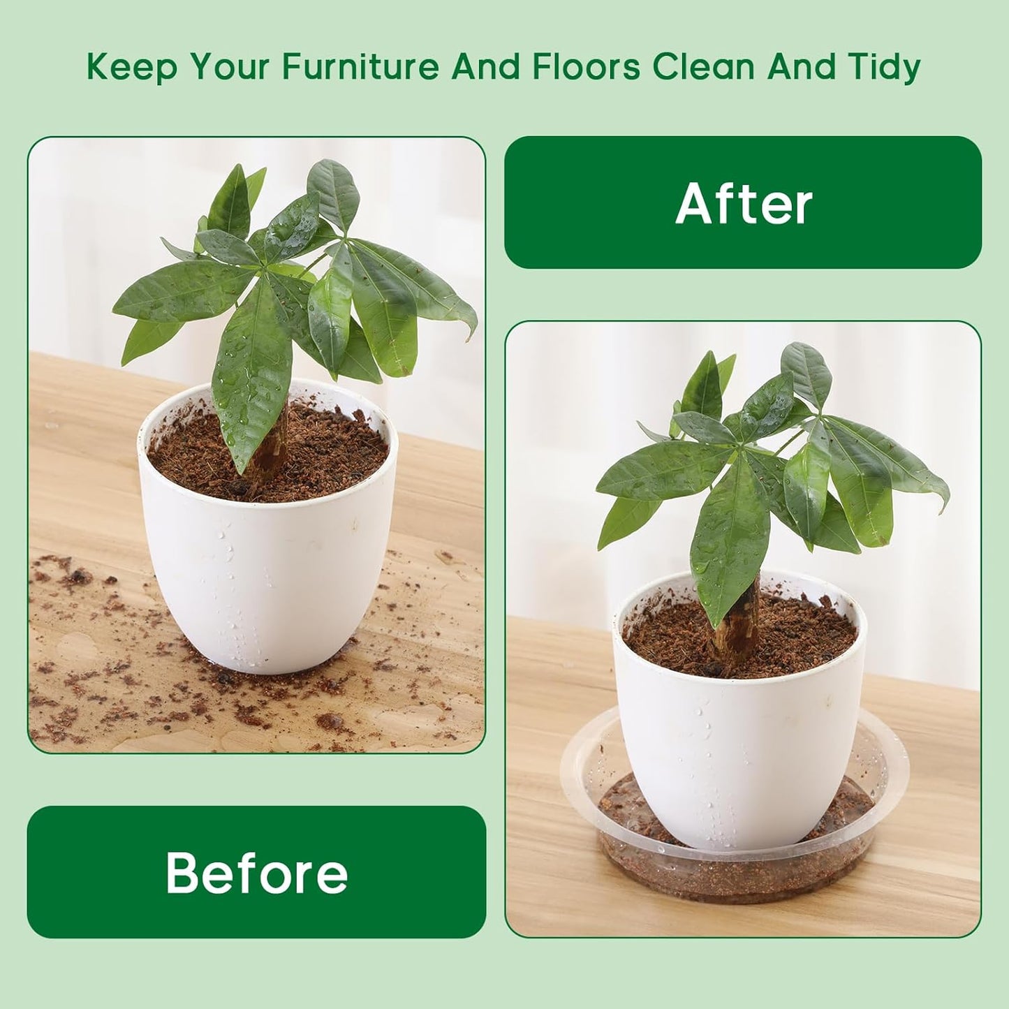 JERIA 40 Pack Clear Plant Saucers（6 Inch、8Inch、10 Inch、12 Inch）,Plastic Flower Pot Trays,Round Durable Plant Drip Trays for Indoor and Outdoor
