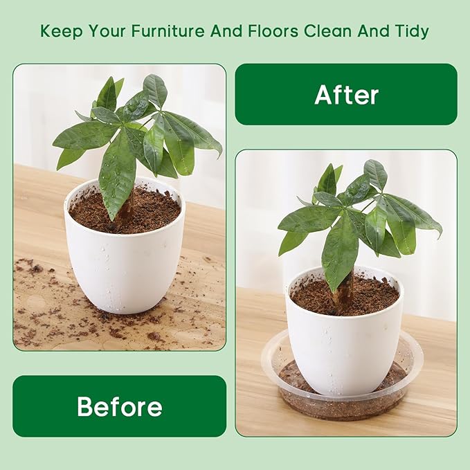 JERIA 8 Inch 20 Pack Clear Plant Saucers,Plastic Flower Pot Trays,Round Durable Plant Drip Trays for Indoor and Outdoor