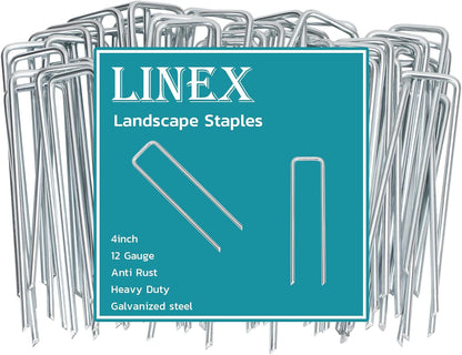 Landscape Staples 4 Inch 30 Pack, Galvanized Garden Staple 12 Gauge Landscaping Stakes Lawn Stakes for Anchoring Weed Barrier Fabric, Irrigation Tubing