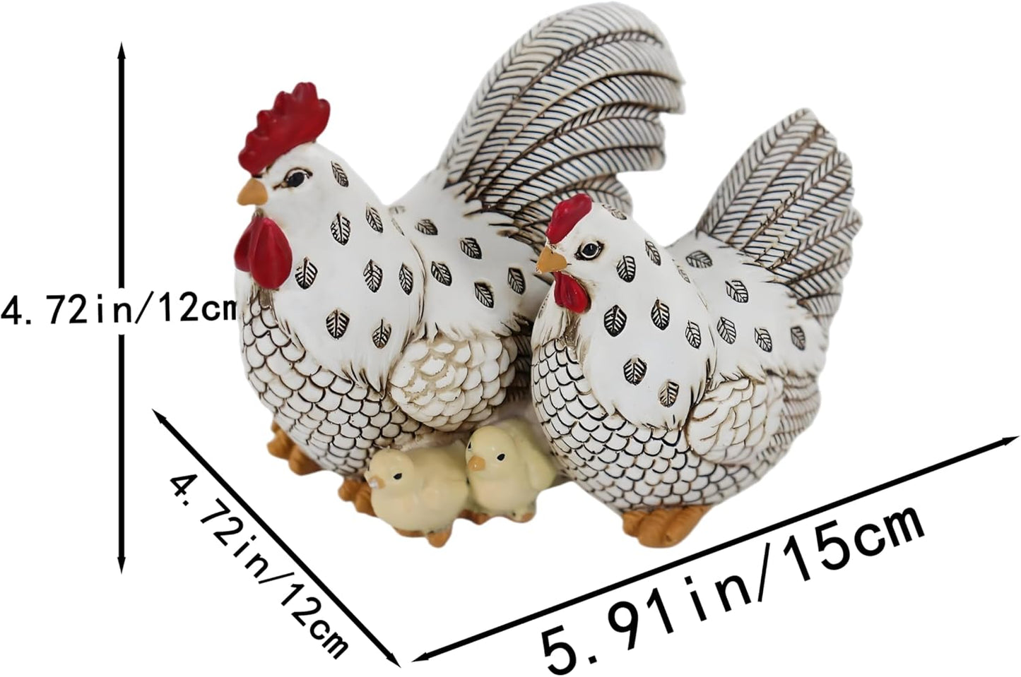 Chicken Family Decorative Sculpture, Indoor/Outdoor Outdoor Garden Statue,Rooster, Hen, Chick Garden Sculpture,Rustic Hen Statue