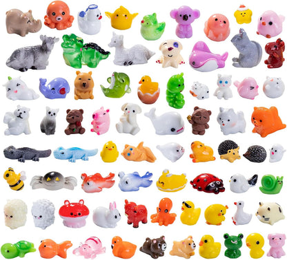 72pcs Mini Resin Animals 72 Styles Variety Tiny Animals Figures Miniature Little Small Animal Figurines Bulk for Micro Fairy Garden Landscape Accessories Hide Crafts Decor Aquarium