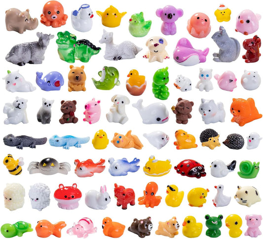 72pcs Mini Resin Animals 72 Styles Variety Tiny Animals Figures Miniature Little Small Animal Figurines Bulk for Micro Fairy Garden Landscape Accessories Hide Crafts Decor Aquarium