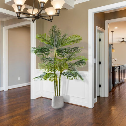 Artificial Palm Tree, 7ft Fake Areca Palm Plant with Basket, Large Faux Phoenix Palm UV Resistant Plants for Indoor Outdoor Home Garden Patio Office Décor