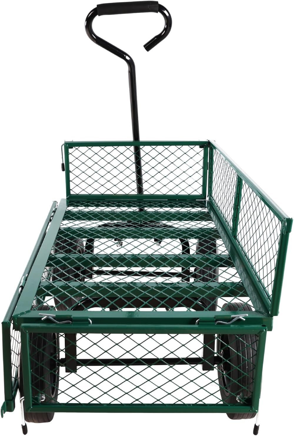 Heavy-Duty Solid Tire Garden Dump Cart - 4.86 cu. ft. Yard Wagon Cart with 600 LBS Capacity & Spacious Mesh Bed (37" x 19.5") - No-Flat Tires, Utility Wagon