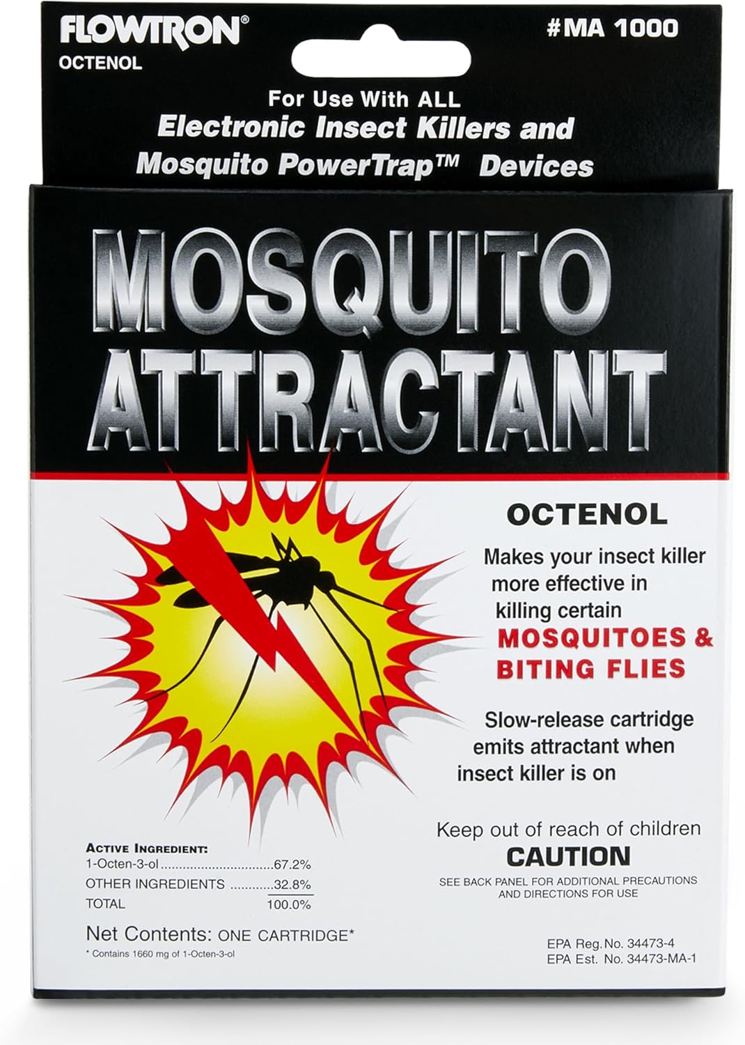 Flowtron MA-1000 Octenol Mosquito Attractant Cartridge, Compatible with BK-15, BK-40, BK-80, MC-9000, FC-8800-2 Pack